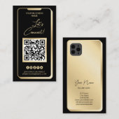 QR Code Social Media Feminine Modernes Gold Busine Visitenkarte (Vorne/Hinten)