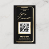 QR Code Social Media Feminine Modernes Gold Busine Visitenkarte (Vorderseite)