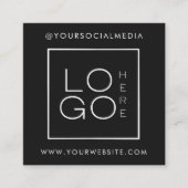 QR Code Social Media - Foto für das Schwarz-Logo Quadratische Visitenkarte (Vorderseite)