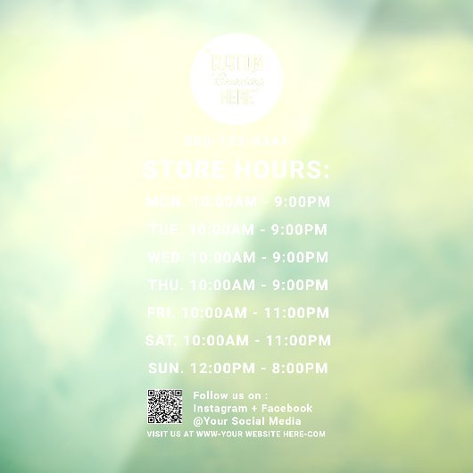 QR-Code Social Media für die Geschäftszeiten Fensteraufkleber (Blatt 3)