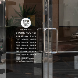 QR-Code Social Media für die Geschäftszeiten Fensteraufkleber