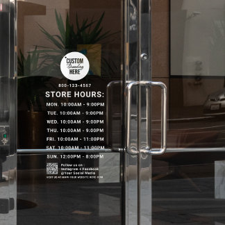 QR-Code Social Media für die Geschäftszeiten Fensteraufkleber