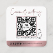 QR Code Social Media Glam Rose Gold Logo Quadratische Visitenkarte (Vorderseite)