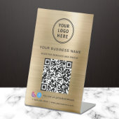 QR Code Social Media Gold Sockelschild