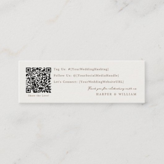 qr Code Social Media Hochzeitkarte Mini Visitenkarte (Vorderseite)