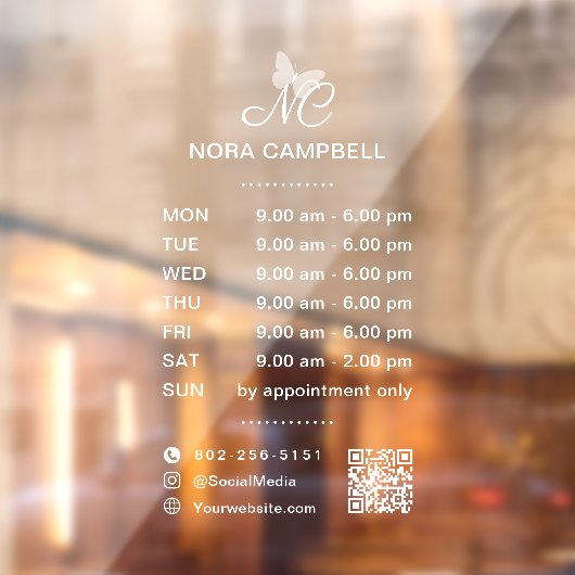 QR Code Social Media Icons für Geschäftsöffnungsze Fensteraufkleber (Blatt 2)