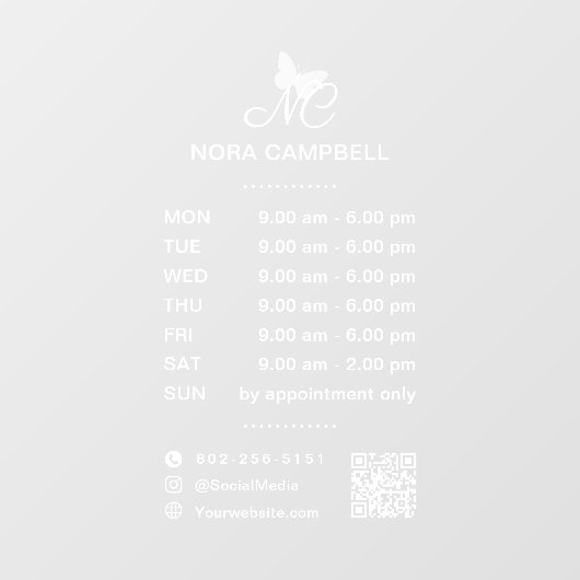 QR Code Social Media Icons für Geschäftsöffnungsze Fensteraufkleber (Blatt)