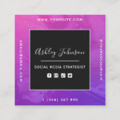 QR Code & Social Media Intensiv Lila Pink Ombre Quadratische Visitenkarte (Vorderseite)