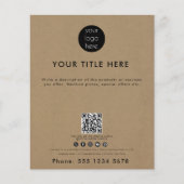 QR Code Social Media Kraft Brown Flyer (Vorne)