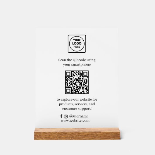 QR Code Social Media | Kundenspezifische Prüfung Acrylschild (Vorderseite)