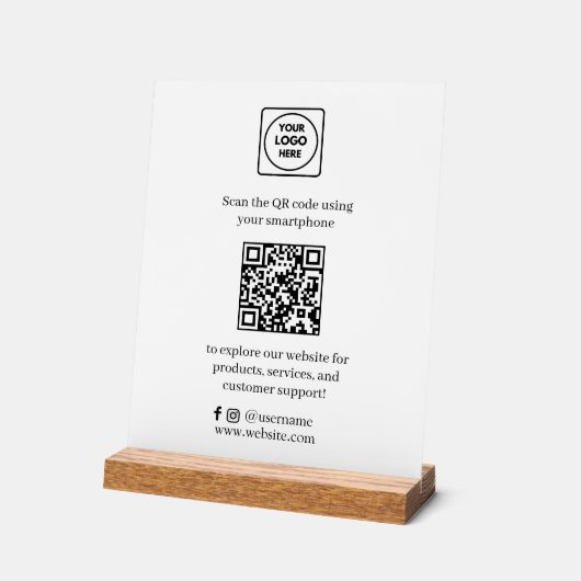 QR Code Social Media | Kundenspezifische Prüfung Acrylschild (Winkel)
