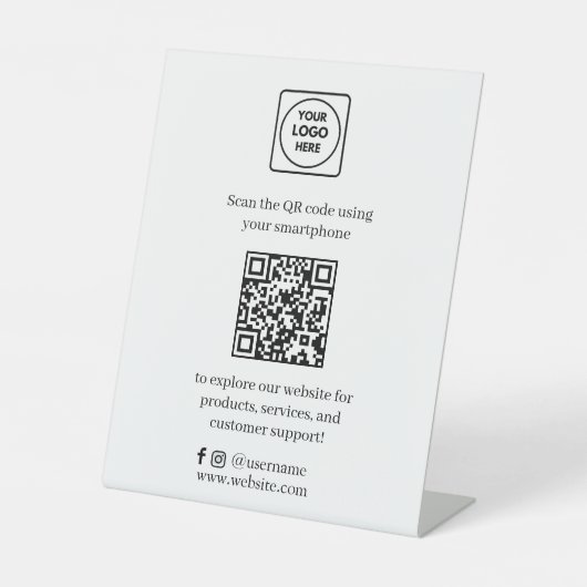 QR Code Social Media | Kundenspezifische Prüfung Sockelschild (Vorderseite)