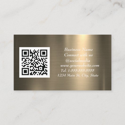 QR Code Social Media Kupfer Gold Metallic Visitenkarte (Vorderseite)