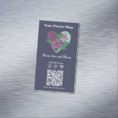 💐 QR Code Social Media Lila-Blue Florist Magnetische Visitenkarte (Beispiel)