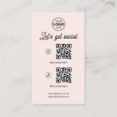 QR Code Social Media Logo Rosa Visitenkarte (Vorderseite)