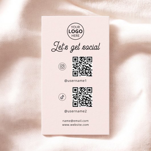 QR Code Social Media Logo Rosa Visitenkarte