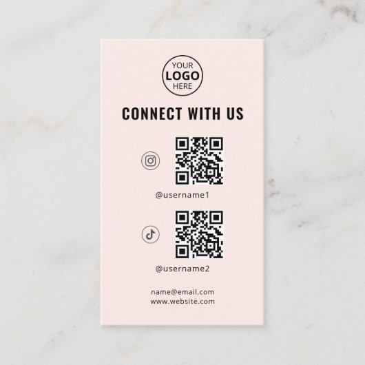 QR-Code Social Media-Logo rot Visitenkarte (Vorderseite)