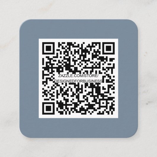 QR-Code-Social Media-Modern-Einfach-Dusty Blue Quadratische Visitenkarte (Vorderseite)