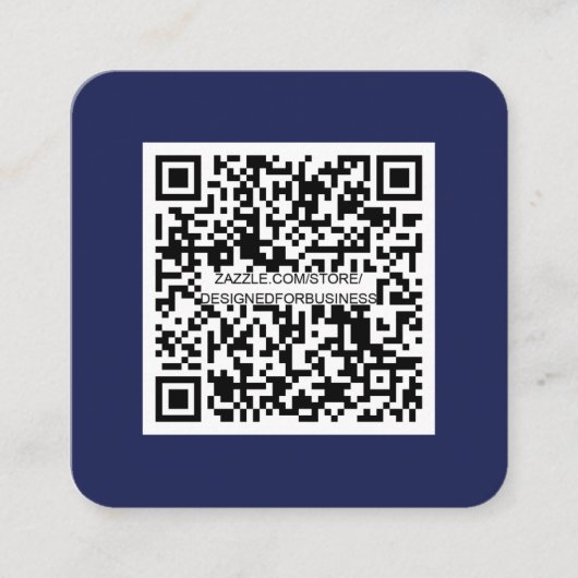 QR-Code-Social Media-Modern-Einfach-Navy Blau Quadratische Visitenkarte (Vorderseite)