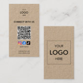 QR Code Social Media Modern Logo Kraft Visitenkarte (Vorne/Hinten)
