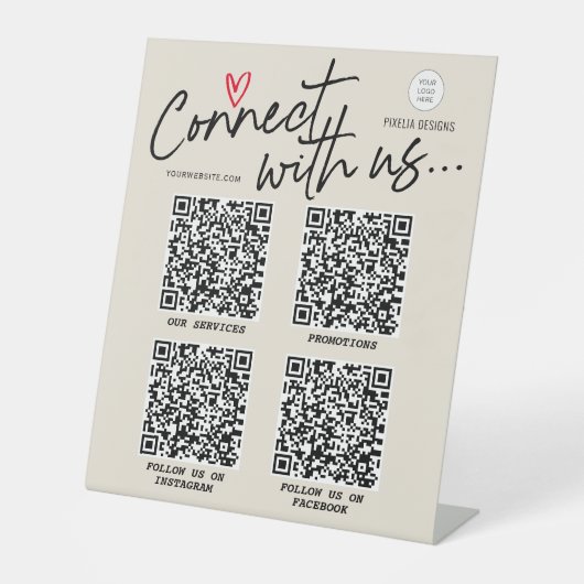 QR-Code Social Media Moderne Skriptvernetzung Sockelschild (Vorderseite)
