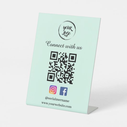 QR Code Social Media Pedestal Sign Sockelschild (Vorderseite)