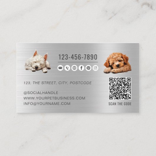 QR Code Social Media Pet Sitter für Hunde wachsen Visitenkarte (Rückseite)