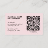 QR Code Social Media Pink für das benutzerdefinier Visitenkarte (Rückseite)