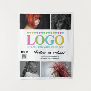 QR Code Social Media-Promotion für Ihre Fotos Wandteppich