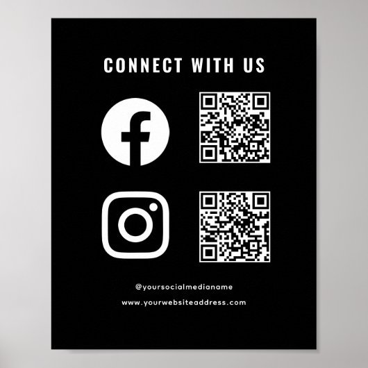 QR Code Social Media: Scan Connect mit uns Poster (Vorne)