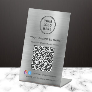 QR Code Social Media Silver für die Prüfung von Fi Sockelschild