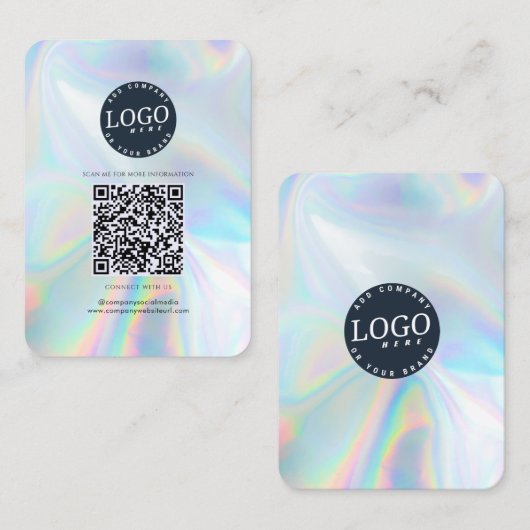 QR Code Social Media und Website Holographic Visitenkarte (Vorne/Hinten)