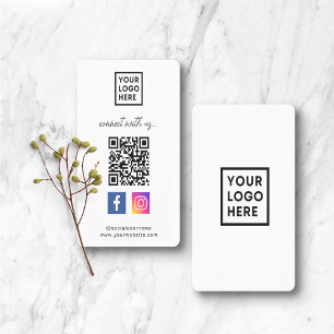 QR Code Social Media Verbinden Sie uns White Visitenkarte