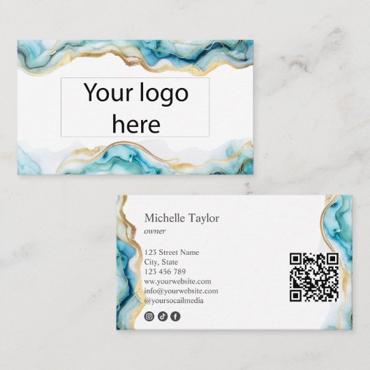 QR Code Social Media-Website des modernen Chic-Log Visitenkarte (Vorne/Hinten)