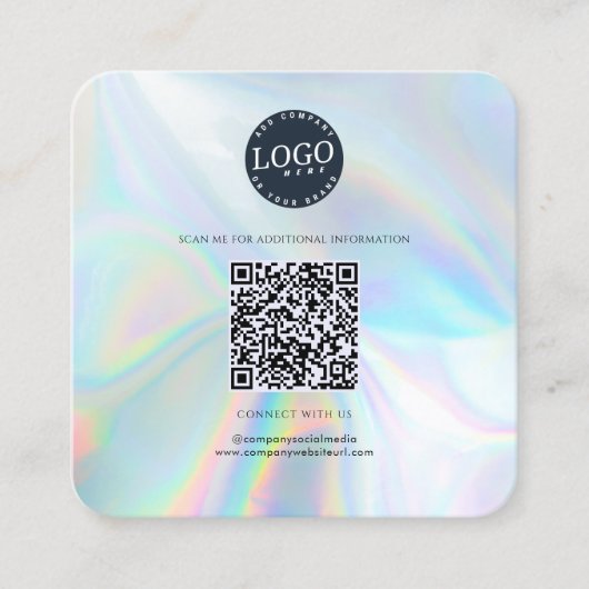 QR Code Social Media Website Holographic Modern Quadratische Visitenkarte (Vorderseite)