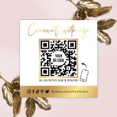 QR Code Social Media White & Gold Business Card Quadratische Visitenkarte