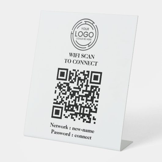 QR-Code Social Media-Zeichen mit Holz-Stand - Logo Sockelschild (Vorderseite)