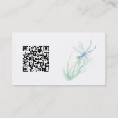QR-Code Soft-Wasserfarbe Blau-Grüner Libelle Visitenkarte (Rückseite)
