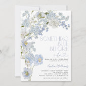 QR-Code Something Blue Before I Do Florale Brautpa Einladung (Vorderseite)