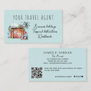 QR CODE Sommerferien Reiseagentur Vorlage Visitenkarte