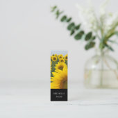 QR-Code Sonnenblumen Blumendesigner Schwarz-weiß Mini Visitenkarte (Stehend Vorderseite)