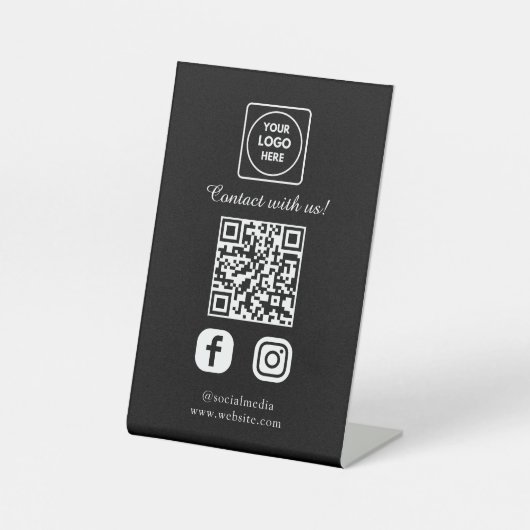 QR-Code | Soziale Medien einfach verbinden Sockelschild (Vorderseite)