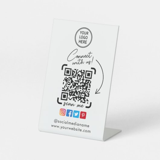 QR-Code Soziale Medien - Modernes Schild für das G (Vorderseite)
