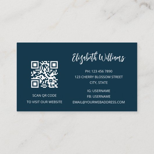 QR Code Sparkling Diamonds bilden Künstler Visitenkarte (Rückseite)