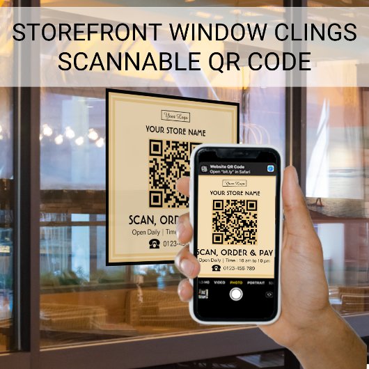 QR-Code speichern | Scannen, Bestellen und Bezahle Fensteraufkleber