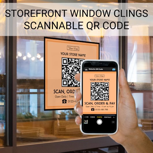 QR-Code speichern | Scannen, Bestellen und Bezahle Fensteraufkleber