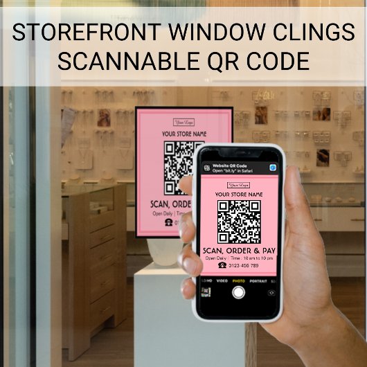 QR-Code speichern | Scannen, Bestellen und Bezahle Fensteraufkleber