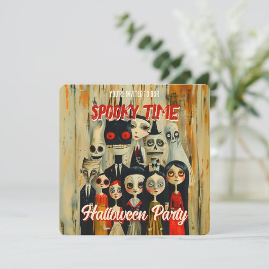 QR Code Spooky Time Halloween Einladung (Stehend Vorderseite)