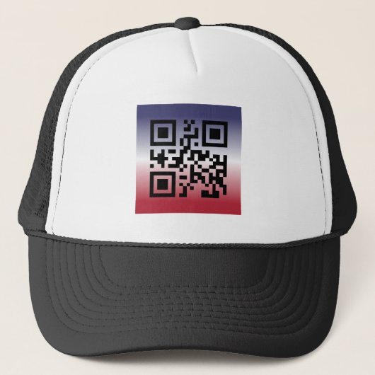 QR Code® Sprichwort: GLÜCKLICH, 4. JULI Truckerkappe (Vorderseite)