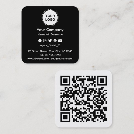QR-Code-Square-Visitenkarte Quadratische Visitenkarte (Vorne/Hinten)